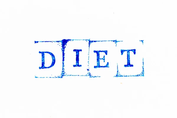 Blue Color Ink Rubber Stamp Word Diet White Paper Background — Zdjęcie stockowe