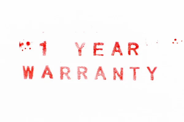 Red Color Ink Rubber Stamp Word Year Warranty White Paper — Stockfoto