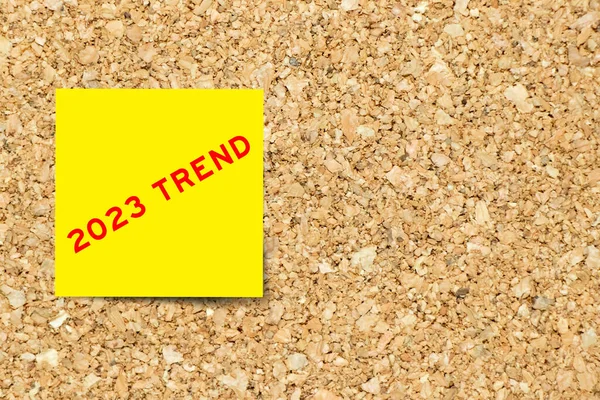 Yellow Note Paper Word 2023 Trend Cork Board Background Copy — Stockfoto