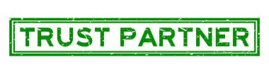 Grunge green trust partner word sqaure rubber seal stamp on white background