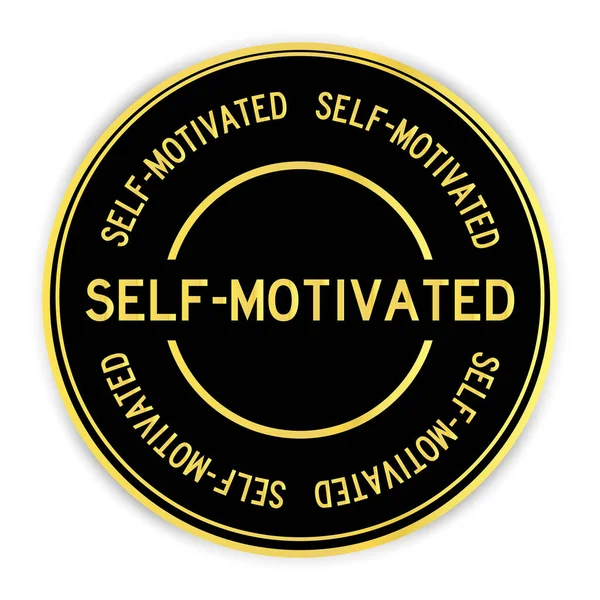 Black Gold Color Label Sticker Word Self Motivated White Background — ストックベクタ