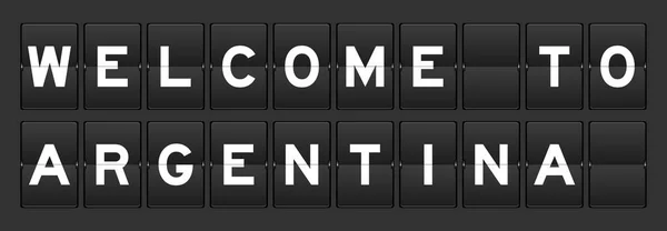 Black Color Analog Flip Board Word Welcome Argentina Gray Background — Vettoriale Stock