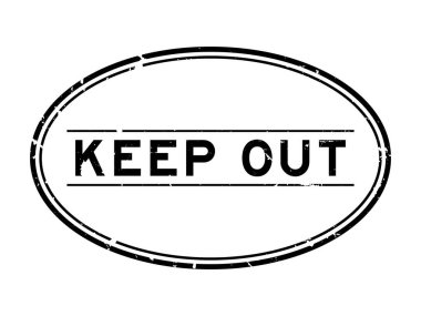 Grunge black keep out word oval rubber seal stamp on white background