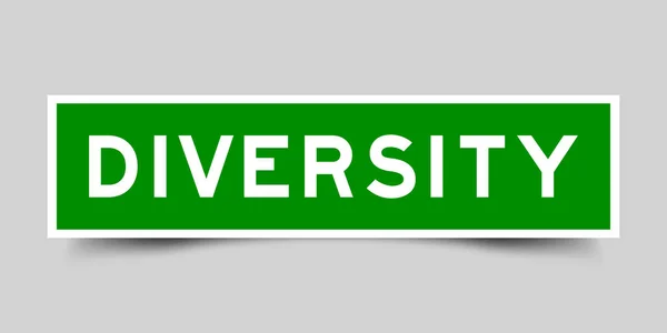 Наклейка Словом Різноманітність Зеленому Кольорі Сірому Фоні — стоковий вектор
