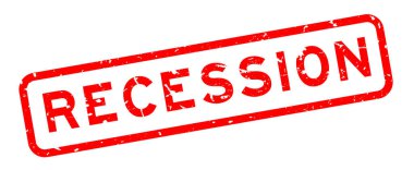 Grunge red recession word square rubber seal stamp on white background