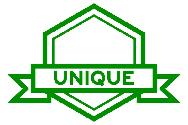 Vintage Hexagon Label Banner Word Unique Green Color White Background — 스톡 벡터