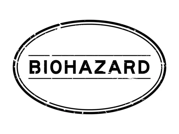 Grunge Black Biohazard Word Oval Rubber Seal Stamp White Background — Stock Vector