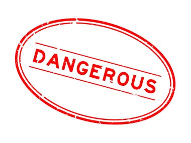Grunge red dangerous word rubber seal stamp on white background