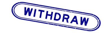 Grunge blue withdaw word rubber seal stamp on white background