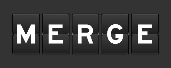 Black Color Analog Flip Board Word Merge Gray Background — Stok Vektör