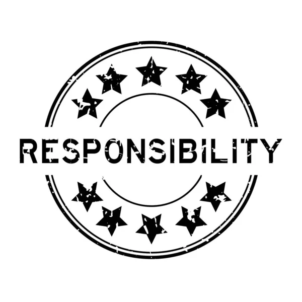 Grunge Black Responsibility Word Star Icon Rubber Seal Stamp White — Stok Vektör