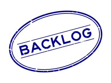 Grunge blue backlog word oval rubber seal stamp on white background