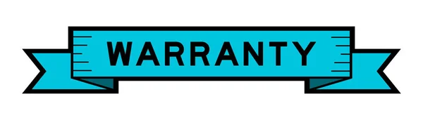 Ribbon Label Banner Word Warranty Blue Color White Background — Stockvektor