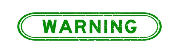 Grunge Green Warning Word Rubber Seal Stamp White Background — Stockvektor