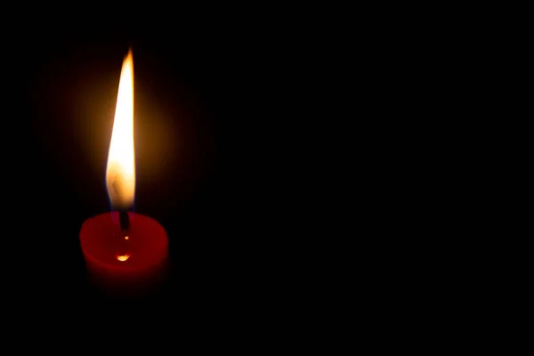 Red Candle Yellow Flame Black Background — Stock Photo, Image