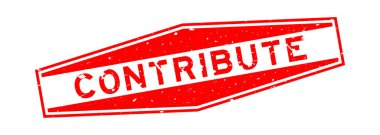 Grunge red contribute word hexagon rubber seal stamp on white background