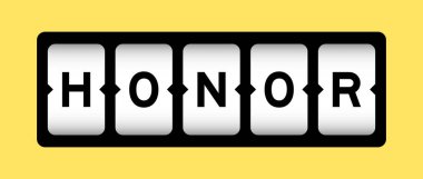 Black color in word honor on slot banner with yellow color background