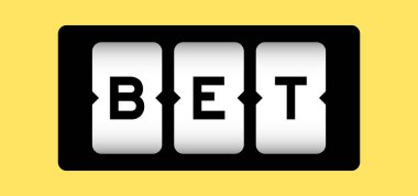 Black color in word bet on slot banner with yellow color background