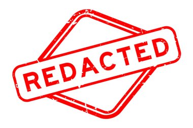 Grunge kırmızı kelime redakte beyaz arka planda lastik mühür