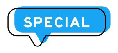 Speech banner and blue shade with word special on white background