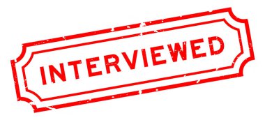 Grunge red interviewed word rubber seal stamp on white background