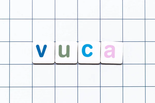Colorful Tile Letter Word Vuca Abbreviation Volatility Uncertainty Complexity Ambiguity — Foto de Stock