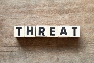 Alphabet letter block in word threat on wood background