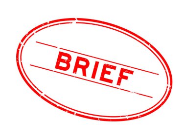 Grunge red brief word oval rubber seal stamp on white background