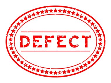 Grunge kırmızı kusurlu kelime oval lastik mühür beyaz arka planda