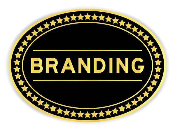 Black Gold Color Label Sticker Word Branding White Background — Stockvektor