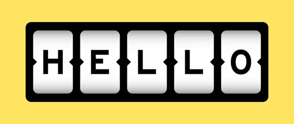 Black Color Word Hello Slot Banner Yellow Color Background — Image vectorielle