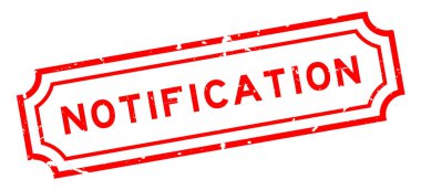 Grunge red notification word rubber seal stamp on white background