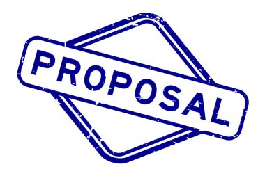 Grunge blue proposal word rubbber seal stamp on white background