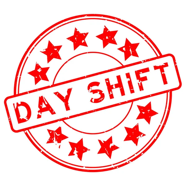 Grunge Red Day Shift Word Star Icon Rubber Seal Stamp — Image vectorielle