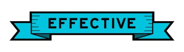 Ribbon label banner with word effective in blue color on white background