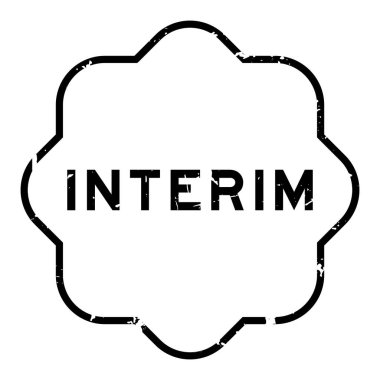 Grunge black interim word rubber seal stamp on white background