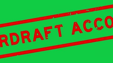 Grunge red overdraft account word square rubber seal stamp zoom on green background