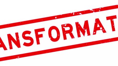 Grunge kırmızı dönüşüm kelime kare kauçuk mühür beyaz arkaplanda yakınlaştır