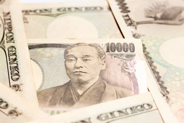 Grupa Banknotów Japońskich 10000 Jenów Tle — Zdjęcie stockowe