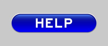 Blue color capsule shape button with word on gray background