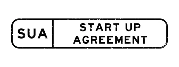 Grunge Black Sua Start Agreement Word Square Rubber Seal Stamp - Stok Vektor