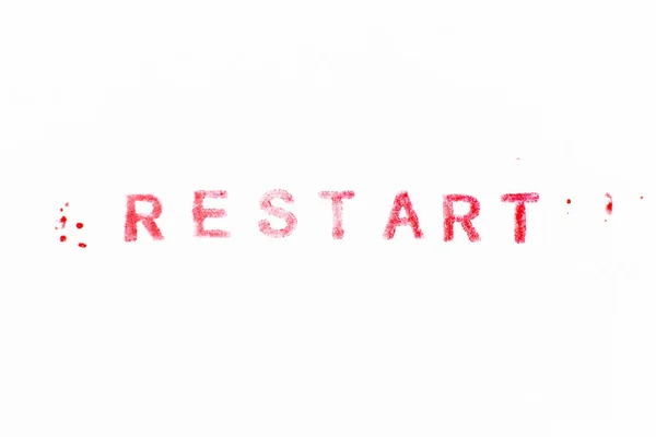 Red Color Ink Rubber Stamp Word Restart White Paper Background — Stockfoto