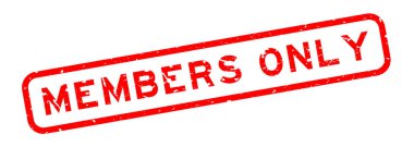 Grunge red members only word square rubber seal stamp on white background
