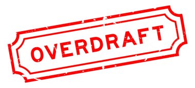 Grunge red overdraft word rubber seal stamp on white background
