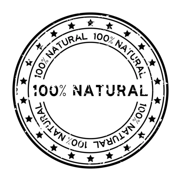 Grunge Zwart 100 Procent Natuurlijk Woord Ronde Rubber Zegel Stempel — Stockvector