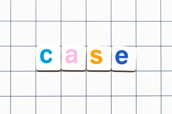 Colorful Tile Letter Word Case White Grid Background — Fotografia de Stock
