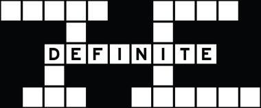 Alphabet letter in word definite on crossword puzzle background