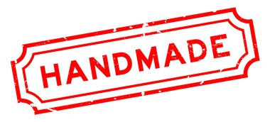 Grunge red handmade word rubber seal stamp on white background