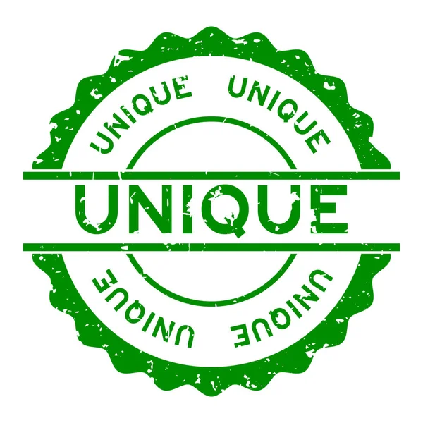 Grunge Green Unique Word Rubber Seal Stamp White Background — 图库矢量图片