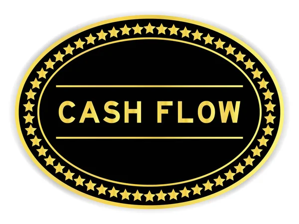 Black Gold Color Oval Label Sticker Word Cash Flow White — Stok Vektör
